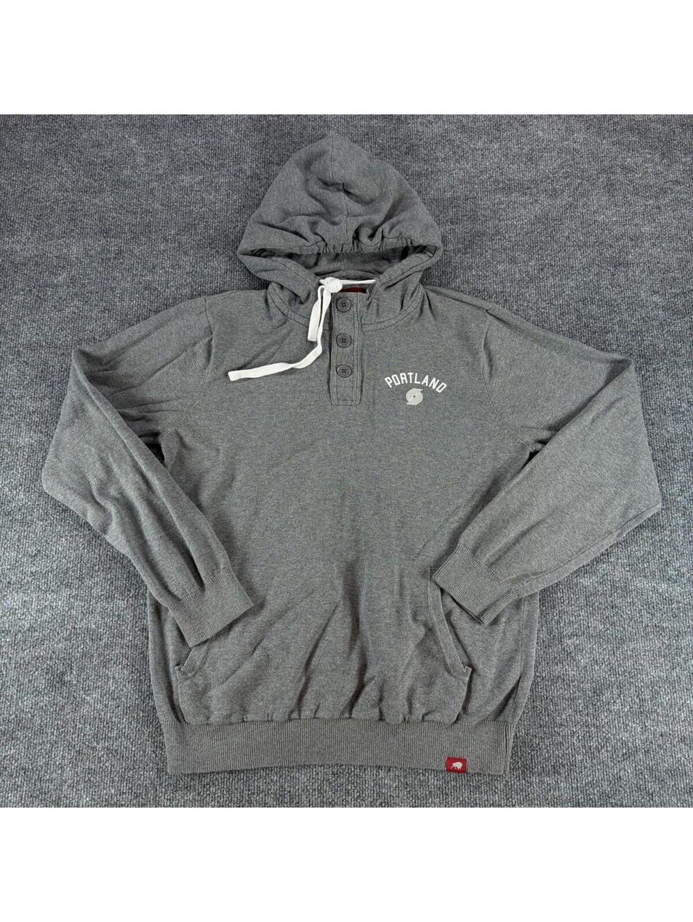 Gray‎ Portland Hooded Sweatshirt with Button Placket